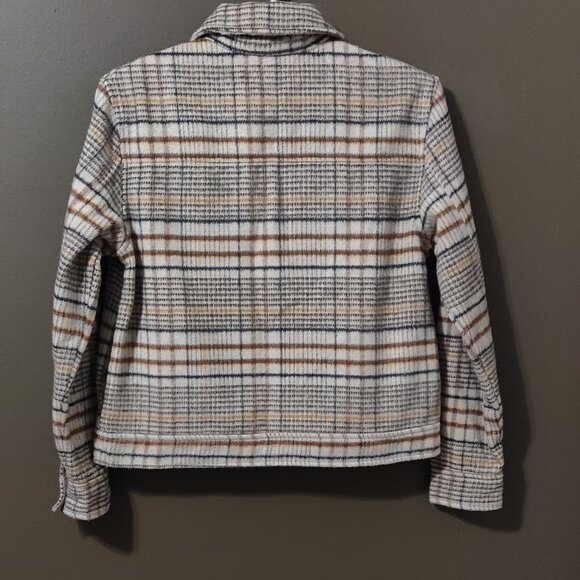 Joie Neutral Plaid Button Up Crop Jacket SIZE MEDIUM - Picture 3 of 5